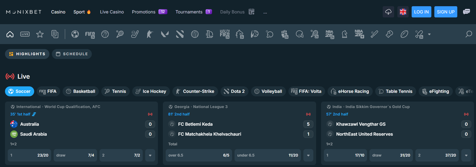 Monixbet Casino Screenshot